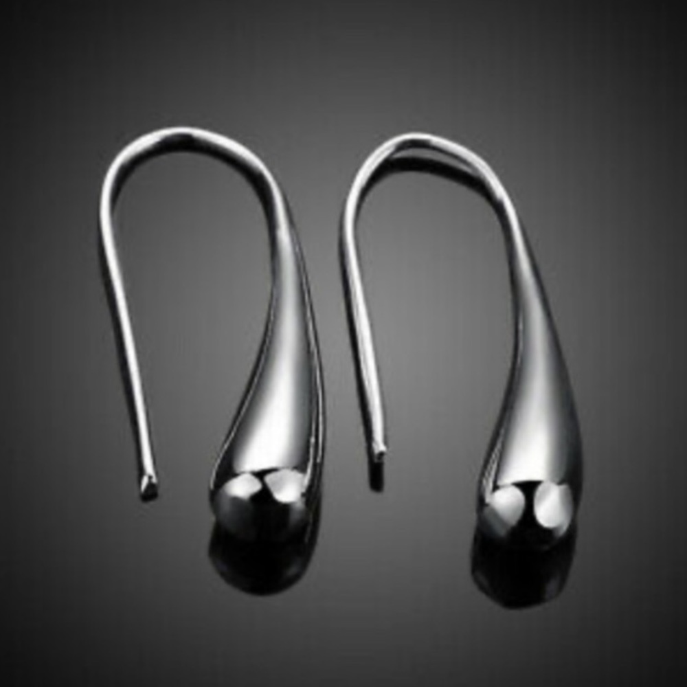 Sterling Silver Hook Drop Earrings - Picture 2 of 2